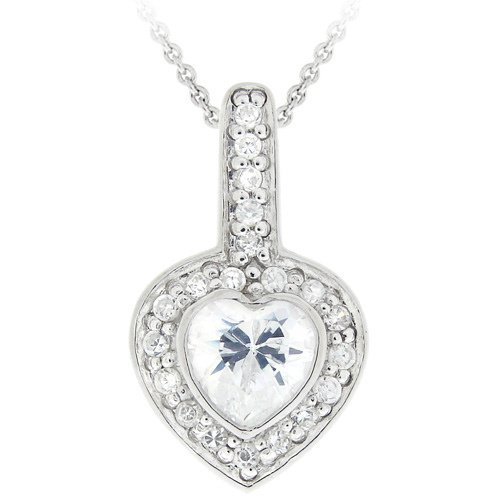 Sterling Silver CZ Heart Pendant P11889