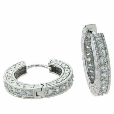 Sterling Silver CZ Hoop Earrings E2767
