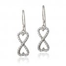 Sterling Silver CZ Infinity Hearts Dangle Earrings E13608