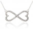 Sterling Silver CZ Infinity Hearts Necklace P13608
