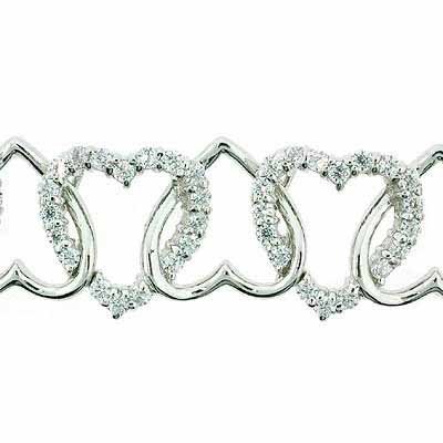 Sterling Silver CZ Interlocking Hearts Tennis Bracelet B4663