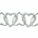 Sterling Silver CZ Interlocking Hearts Tennis Bracelet B4663