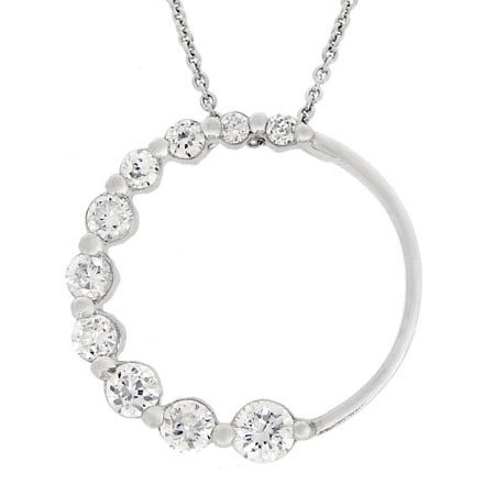Sterling Silver CZ Journey Circle Half Eternity Slide Pendant P10476