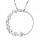 Sterling Silver CZ Journey Circle Half Eternity Slide Pendant P10476