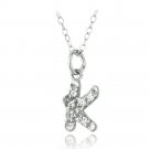 Sterling Silver CZ K Initial Necklace P13654