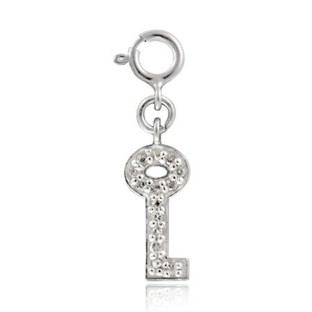 Sterling Silver CZ Key Novelty Charm CH10851