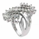 Sterling Silver CZ Leaf and Vine Filigree Ring Size 7 R4395-7