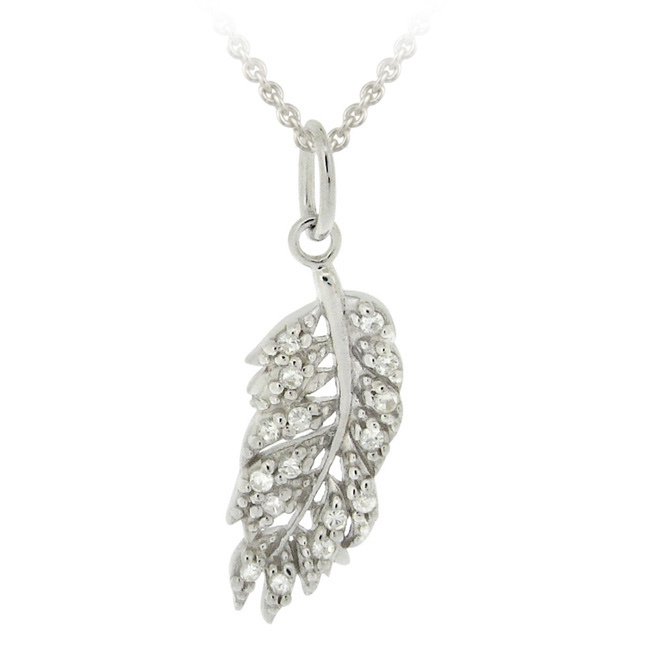 Sterling Silver CZ Leaf Necklace P12365