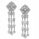 Sterling Silver CZ Long Dangling 3 Strand Chandelier Earrings E4150