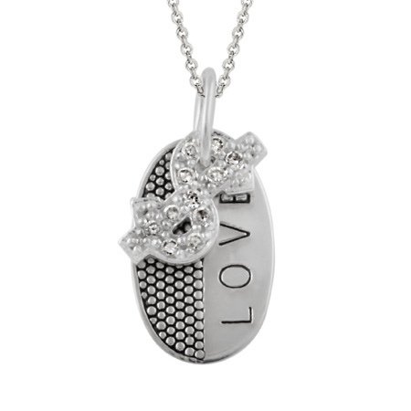 Sterling Silver CZ Love & Money Pendant P10689
