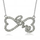 Sterling Silver CZ LOVE Infinity Heart Necklace P13870