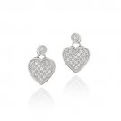 Sterling Silver CZ Micro Pave Heart Dangle Earrings E11669