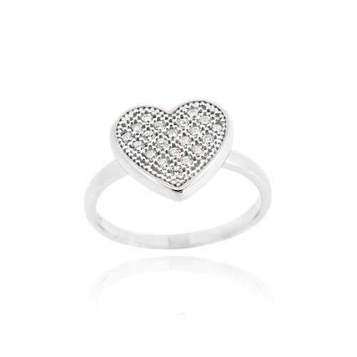 Sterling Silver CZ Micro Pave Heart Ring Size 9 R11676-9