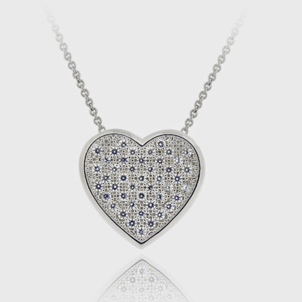Sterling Silver CZ Micro Pave Heart Slide Pendant P11672