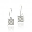 Sterling Silver CZ Micro Pave Square Dangle Earrings E11668
