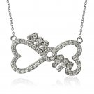 Sterling Silver CZ MOM Infinity Heart Necklace P13869