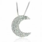 Sterling Silver CZ Moon Crescent Pendant P2777
