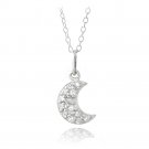 Sterling Silver CZ Moon Novelty Necklace P13243
