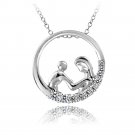 Sterling Silver CZ Mother & Baby Pendant P10827