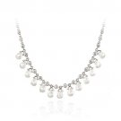Sterling Silver CZ Necklace w- Clear CZ Briolette Teardrops N11470