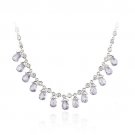 Sterling Silver CZ Necklace w- Lavender CZ Briolette Teardrops N11470L