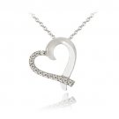 Sterling Silver CZ Open Floating Heart Necklace P13519