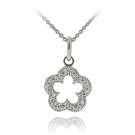 Sterling Silver CZ Open Flower Necklace P12363