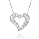Sterling Silver CZ Open Heart Slide Pendant 1263