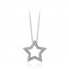 Sterling Silver CZ Open Star Necklace P10776