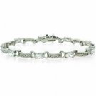 Sterling Silver CZ Oval Bar Link Bracelet 1008
