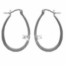 Sterling Silver CZ Oval Hoop Earrings E4549