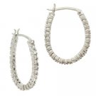 Sterling Silver CZ Oval Hoop Earrings E9963