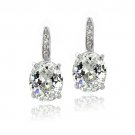 Sterling Silver CZ Oval Leverback Earrings E10511
