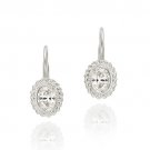 Sterling Silver CZ Oval Leverback Earrings E8016