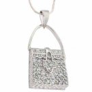 Sterling Silver CZ Pave Purse Pendant P4134