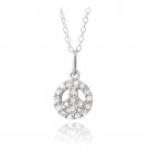 Sterling Silver CZ Peace Sign Novelty Necklace P13250