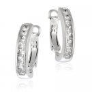 Sterling Silver CZ Princess-Cut Half Hoop Earrings H10890