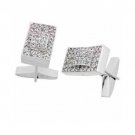 Sterling Silver CZ Rectangle Contemporary Cufflink CL4145