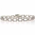 Sterling Silver CZ Rectangle Link Bracelet B6028