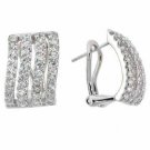 Sterling Silver CZ Rectangle Wave Earrings E4154