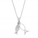 Sterling Silver CZ Religious Fish Pendant Sterling Silver CZ Religious Fish Pendant P10617