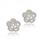 Sterling Silver CZ Rose Earrings E12734