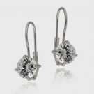 Sterling Silver CZ Round Leverback Earrings E380