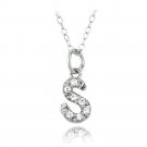 Sterling Silver CZ S Initial Necklace P13656