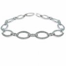 Sterling Silver CZ Slender Leaf Link Bracelet B5085