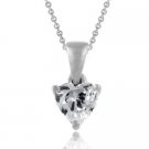 Sterling Silver CZ Solitare Heart Pendant P10774