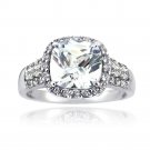 Sterling Silver CZ Square Halo & Three Row Band Ring R13722-6