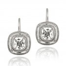 Sterling Silver CZ Square Leverback Earrings E12003