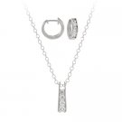 Sterling Silver CZ Stone Journey Pendant and Huggie Earrings Set S11076