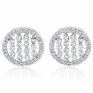 Sterling Silver CZ Striped Circle Stud Earrings E2709